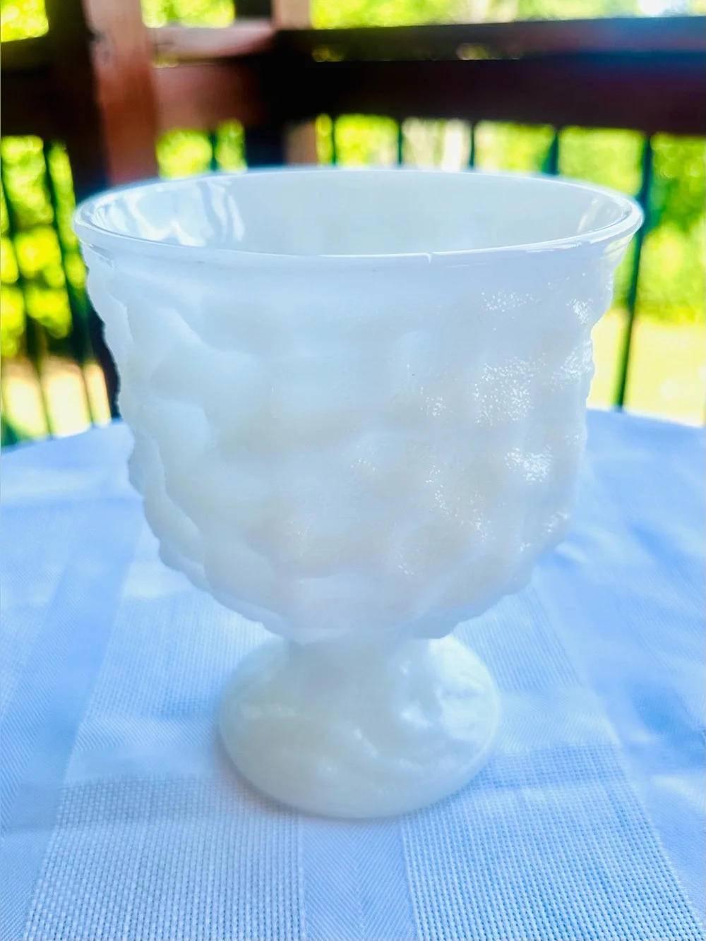 VTG MCM Honeycomb White Milk Glass Pedestal Planter by E.O Brody M3000 USA